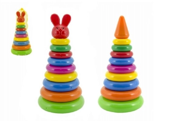 Stapelspel piramide met plastic ringen 28cm ass. 2 soorten in net 12m+