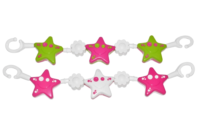 Ketting voor kinderwagen - sterren, bloemetjes