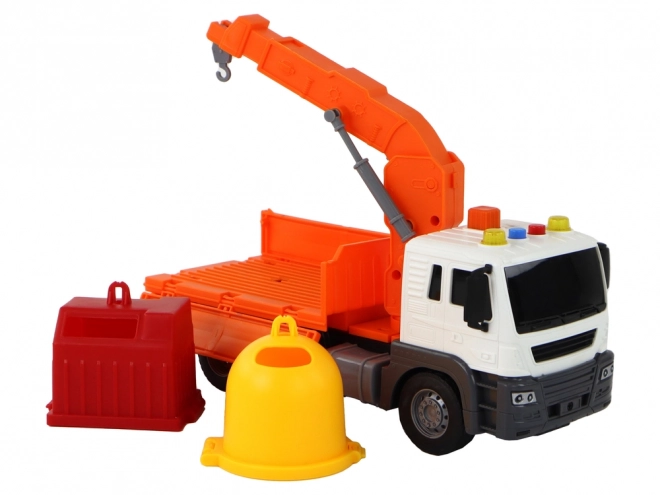 Vuilniswagen met kraan Wrijving Aandrijving Oranje 1:16