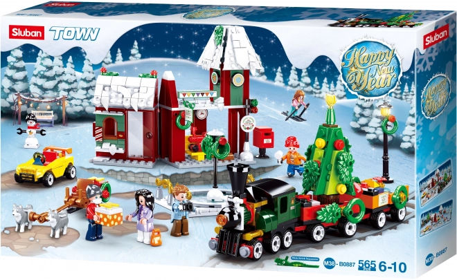 Sluban Stad M38-B0887 Kerst Dorp met Trein
