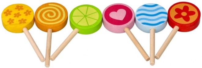 Kleurrijke houten speelgoedlolly's Goki