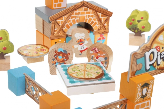 CUBIKA 14835 Pizzeria - houten bouwpakket met kartonnen accessoires