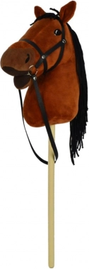 Pluchen stokpaard 70 cm met geluid, donkerbruin