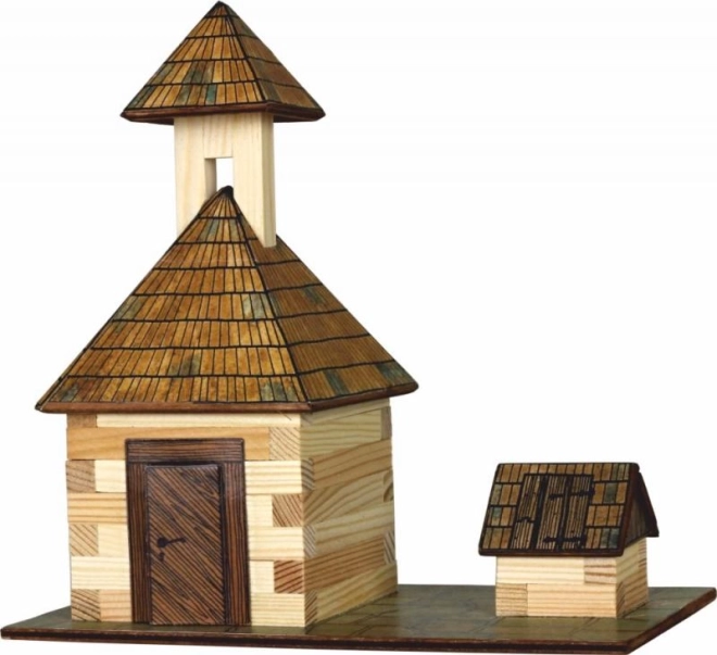 Houten lijmmodelbouwpakket Klokkentoren en put Walachia