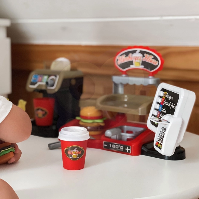 Speelgoed fastfood XXL WOOPIE met kassa en drankdispenser