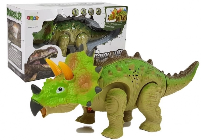 Dinosaurus op batterijen Triceratops groen