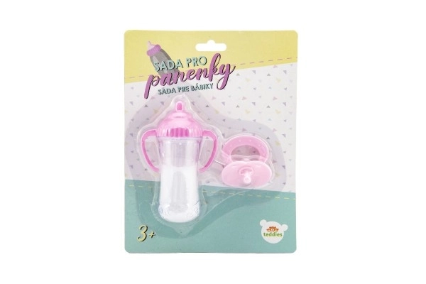 Poppen set plastic fles, fopspeen op kaart 15x21x5cm