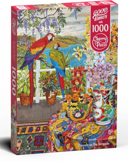 Puzzel papegaaien op de veranda 1000 stukjes