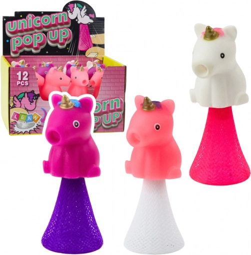 Springende eenhoorn op veer 10 cm – mix kleuren