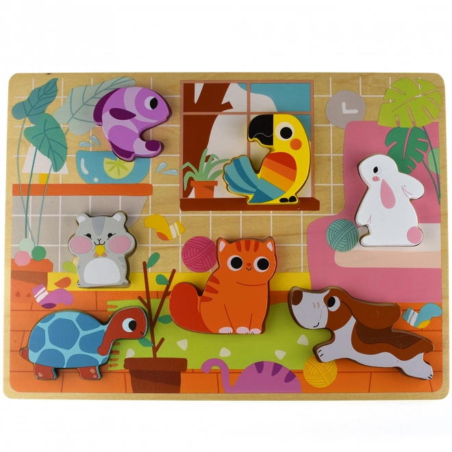 Tooky Toy houten Montessori puzzel dieren voor thuis