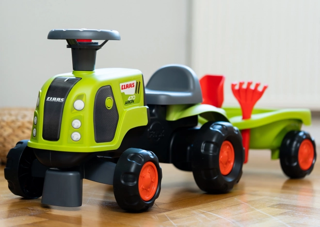 Falk kindertractor Claas 470 Arion groen met aanhanger en zandset