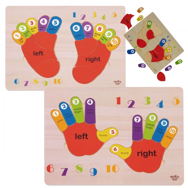 Educatieve houten puzzel handen en voeten
