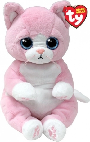 Pluchen speelgoed TY Beanie Bellies roze kat 24 cm