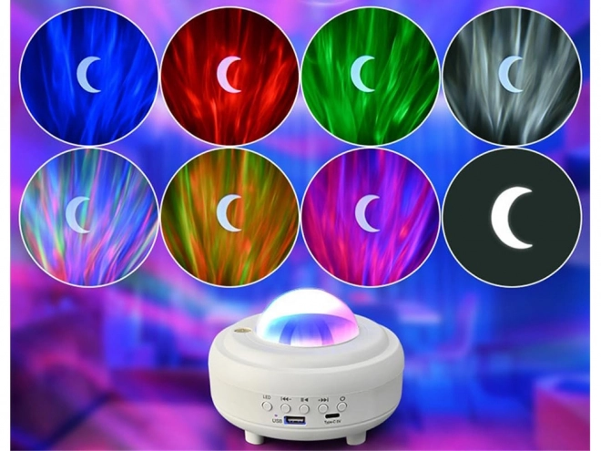 Nachtelijke aurora lichtprojector met bluetooth luidspreker