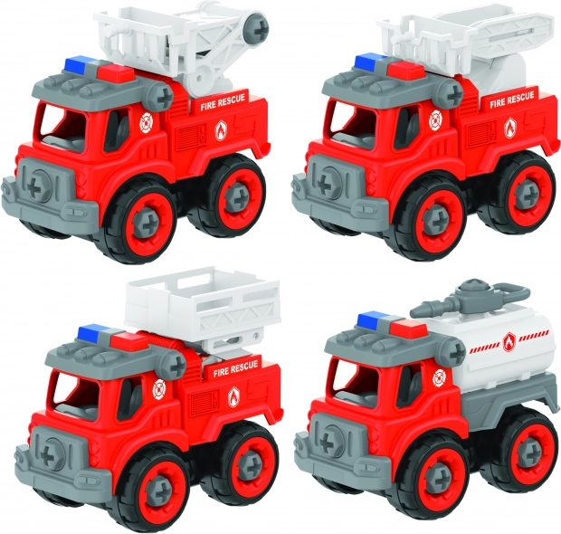 Schroefbrandweerauto's 4 stuks