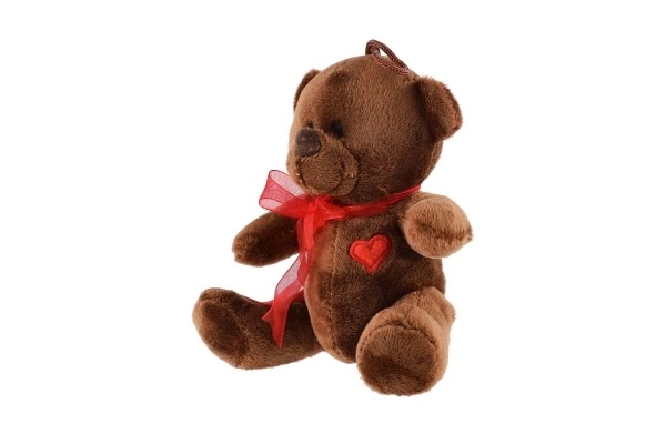 Pluche teddybeer met strik en hart 12 cm