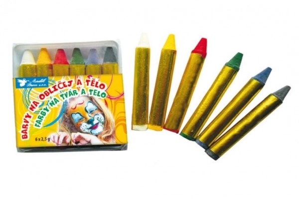 Gezichts- en lichaamsverf 6 stuks in zak 6x7cm carnaval