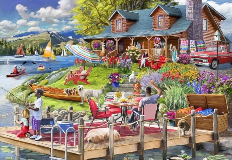 Puzzel Bergchalet aan het Meer 1000 Stukjes Bluebird