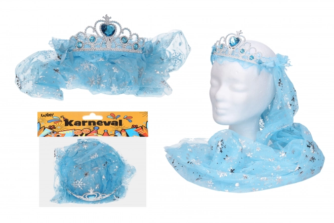 Set carnaval - haarband met sluier blauw