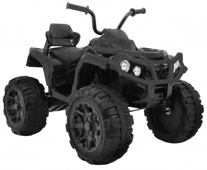 Kinder accu quad zwart + EVA wielen + MP3 radio + LED + langzame start