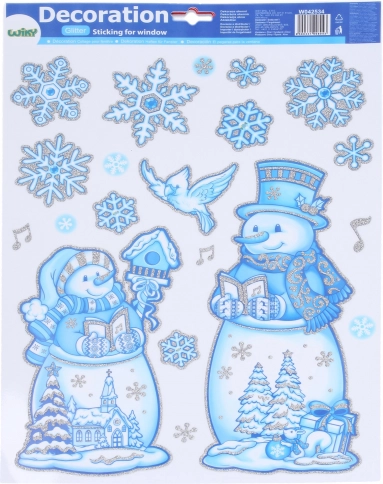 Raamdecoratie Sneeuwpoppen 41 × 29 cm – Kerst