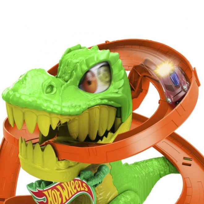 T-rex valt het brandweerstation aan uit Hot Wheels City