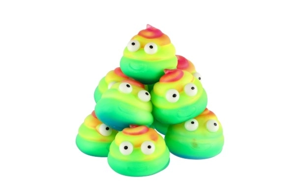 Stressverlagende knijpbare slijmbal regenboogpoep 7cm in een zakje, 12 stuks in een doos