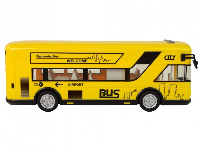 Gele stadsbus met frictie-aandrijving 1:18