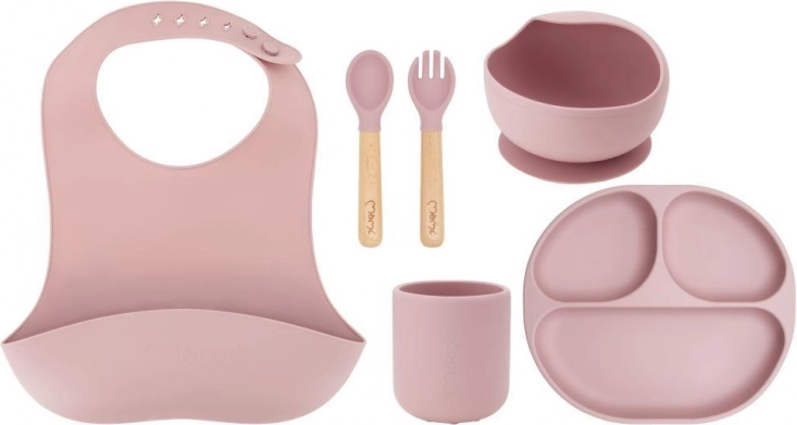 Siliconen eetset voor kinderen MoMi AMI roze