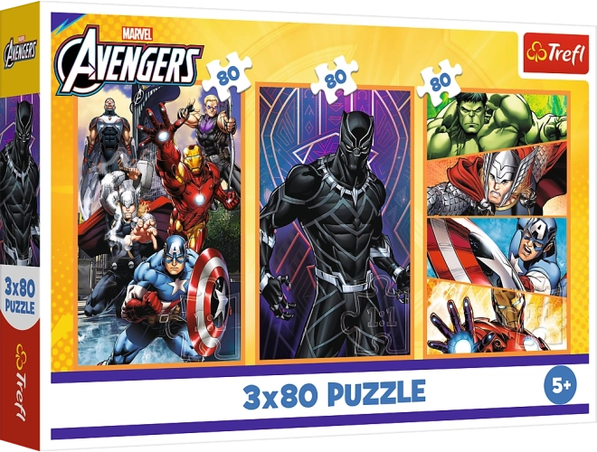Puzzel 3x80 Actieve Dagen - Disney Marvel Avengers