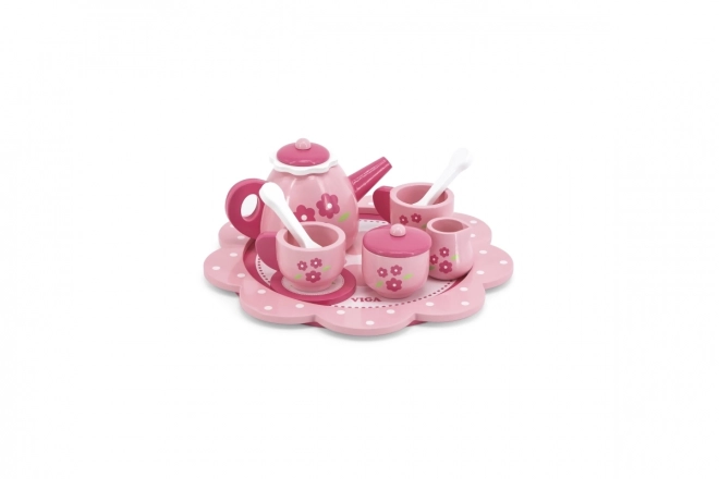 Kinderthee- en koffieset Viga op dienblad