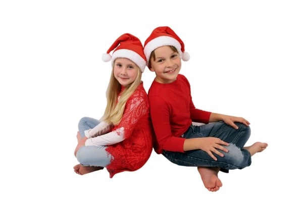 Kerstmuts kinderstof diameter 25 cm op kaart carnaval