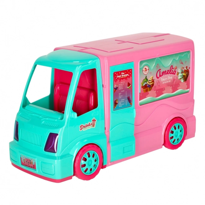 Camper voor poppen met foodtruck