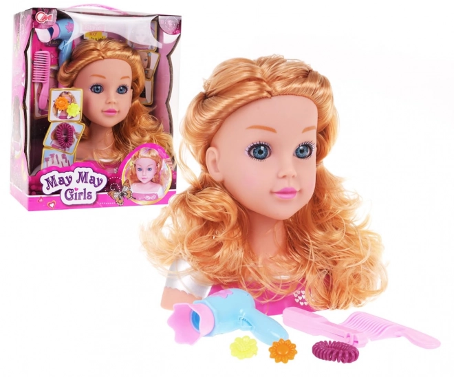 Blonde stylingshoofd + accessoires