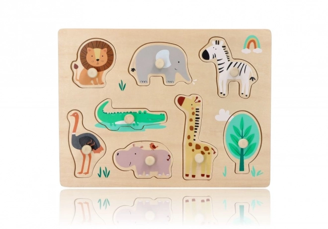 Houten puzzel met handvatten Safari