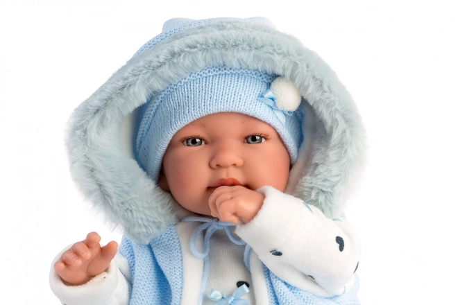 Llorens 84439 NEW BORN - realistische babypop met geluiden en zacht stoffen lichaam - 44 cm