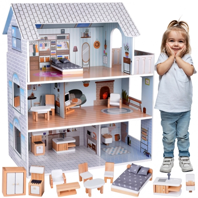 Betoverend huisje met meubels Stijlvolle houten villa voor poppen ZA5368
