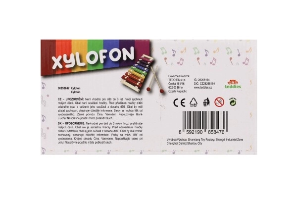 Xylofoon hout/metaal 24cm met stokken in doos 25x13x4cm