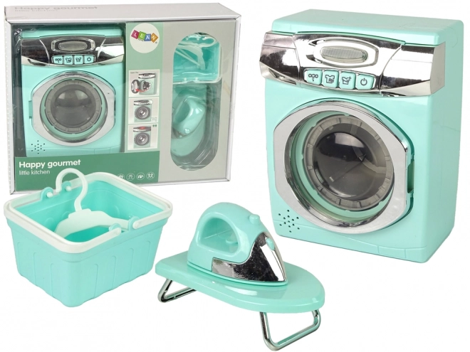 Grote set - wasmachine, wasmand, strijkplank