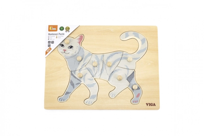 Houten montessori insteekpuzzel - kat