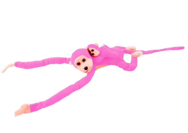 Pluchen aapje met jong roze 90 cm