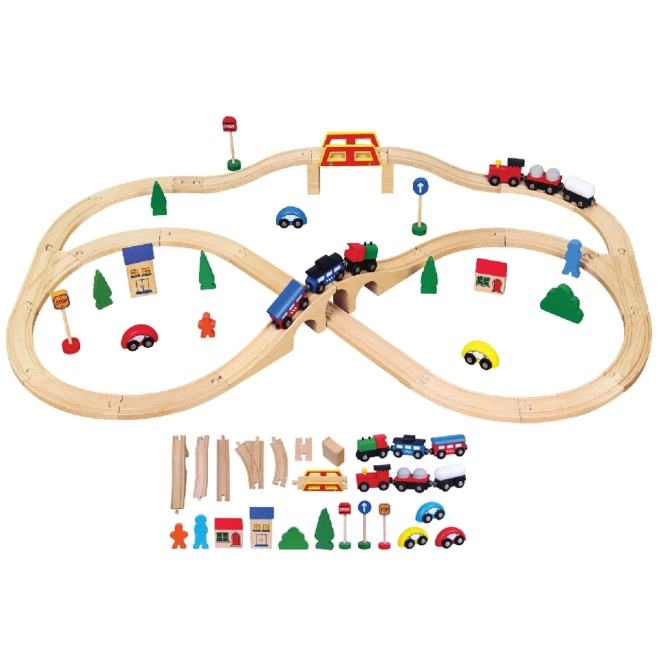 Viga Houten Treinset 49 stuks