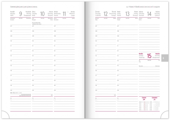 Weekagenda Aprint 2025, zwart, 15 × 21 cm
