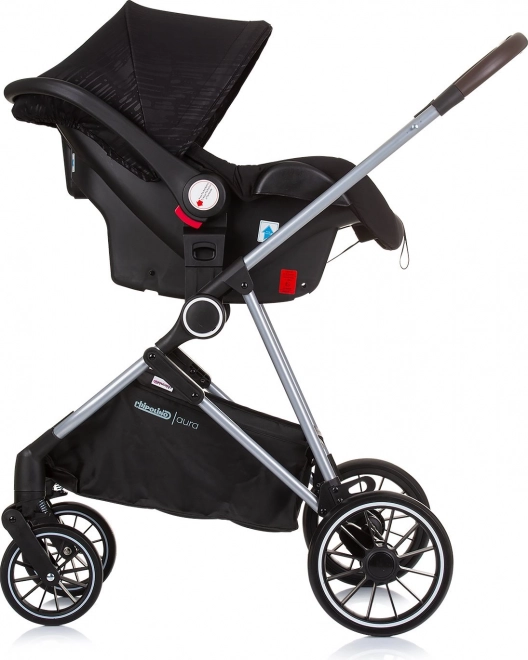 CHIPOLINO Kinderwagen gecombineerd Aura 2v1 Obsidian, Zilver
