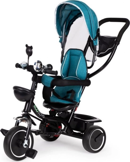 ECOTOYS Driewieler met dak en sturende staaf blauwgroen