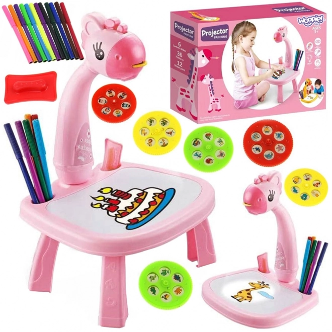 Roze Giraf Tekenbord Projector met Stiften