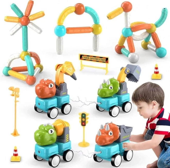 Woopie magnetische blokken dinosaurus constructieset
