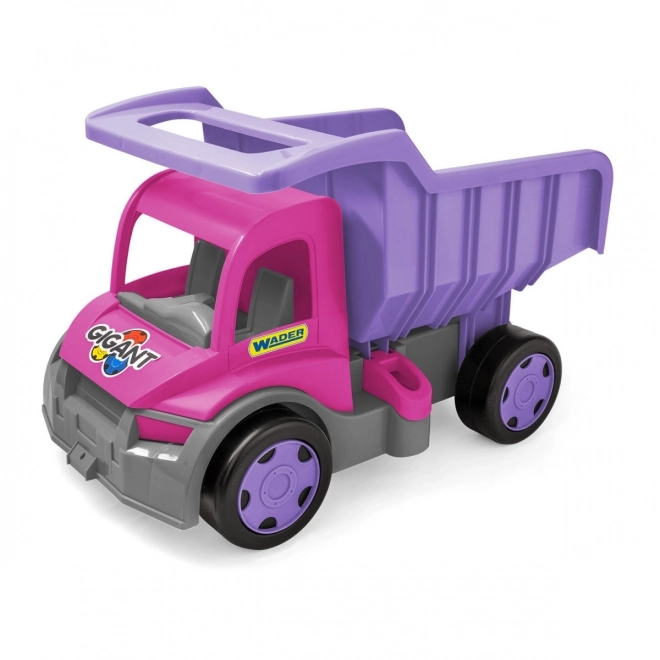 Gigantische kiepwagen roze-paars