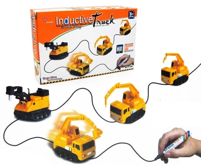 Inductief voertuig graafmachine MAGIC INDUCTIVE CAR + marker