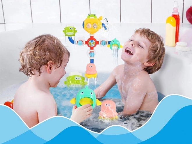 Leuk badspeelgoed met watermolen en draaimolen